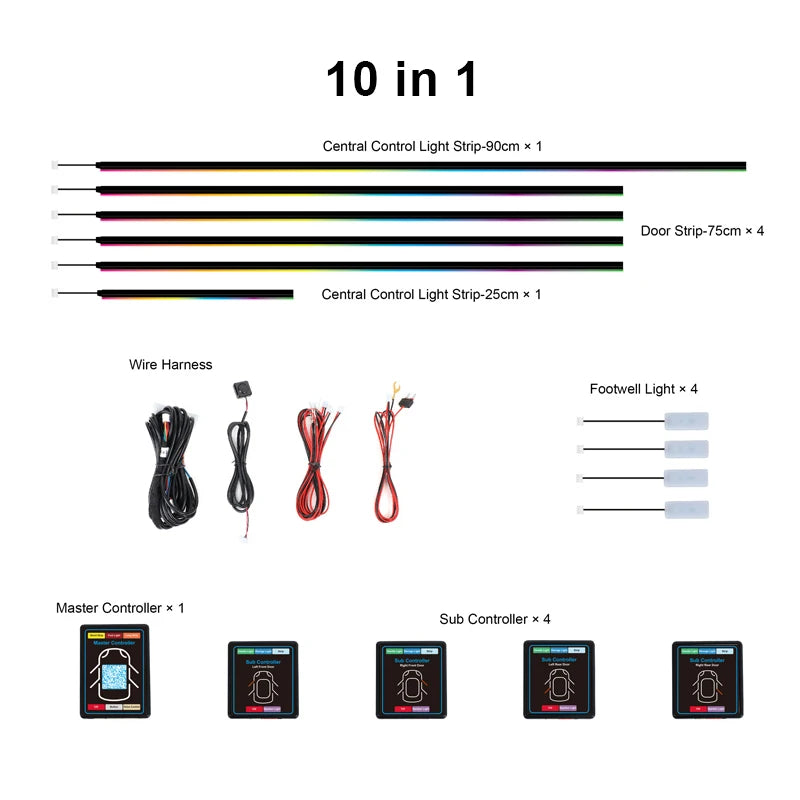 Dynamic Ambient Car Interior Light Kit