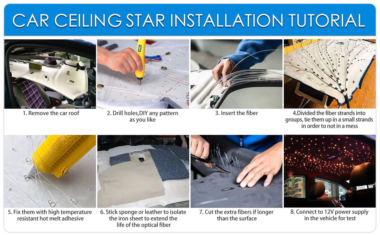 16W Twinkle Star Sky Car Roof Star Ceiling Light Kit